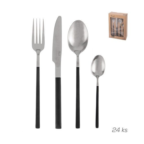 Černý/ve stříbrné barvě nerezový příbor 24 ks Skandi – Orion-image-4