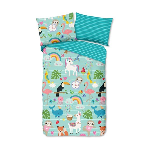 Modré bavlněné dětské povlečení na jednolůžko 140x200 cm Festen – Good Morning