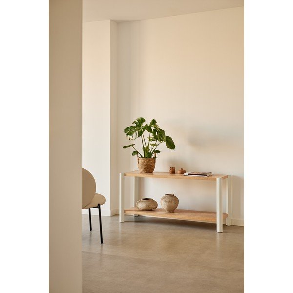 Krémový/ve světle přírodní barvě regál v dekoru dubu 126x59x43 cm Bona – Teulat-image-1