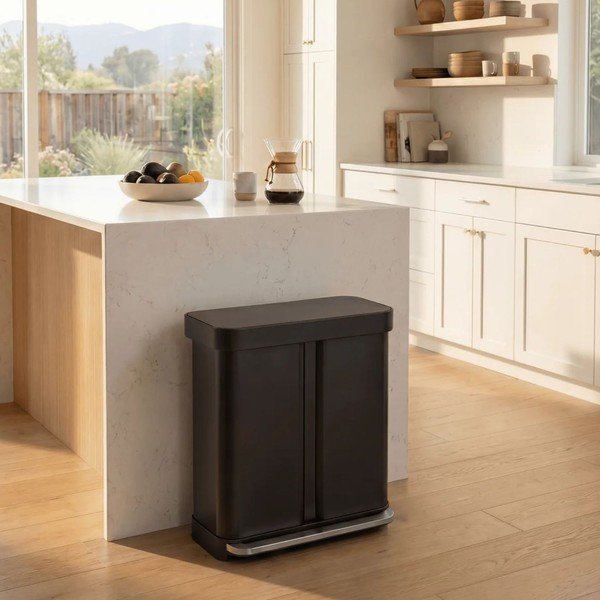 Matně černý ocelový odpadkový koš 34+24 l na tříděný odpad/nášlapný – simplehuman-image-2