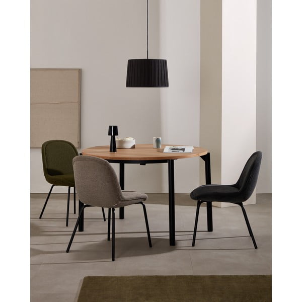 Kulatý rozkládací jídelní stůl s deskou v dubovém dekoru v přírodní barvě ø 90 cm Montuiri – Kave Home-image-1