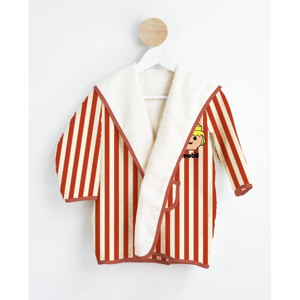 Červeno-bílý bavlněný dětský župan velikost 6-8 let Stripes – Playmobil