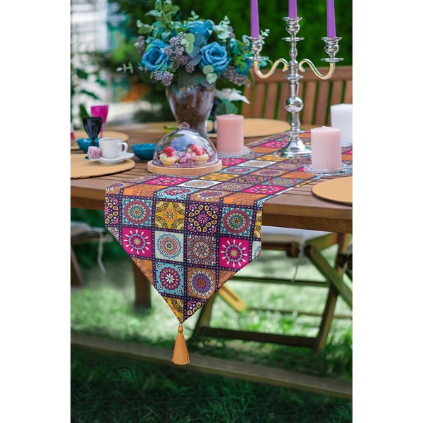 Běhoun na stůl 45x140 cm Mandala Tiles – Minimalist Cushion Covers-image-2