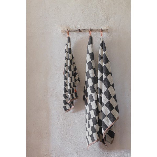 Antracitový/béžový froté ručník z bio bavlny 50x90 cm Retro – Mette Ditmer Denmark-image-1