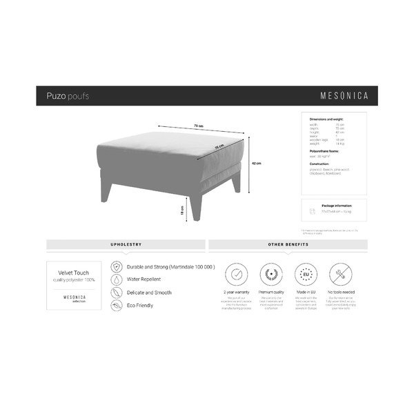 Tmavě šedá sametová podnožka MESONICA Musso-image-3