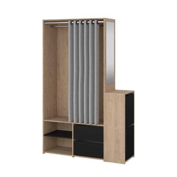 Předsíňová sestava v dekoru dubu v černo-přírodní barvě Kit – Tvilum-image-2