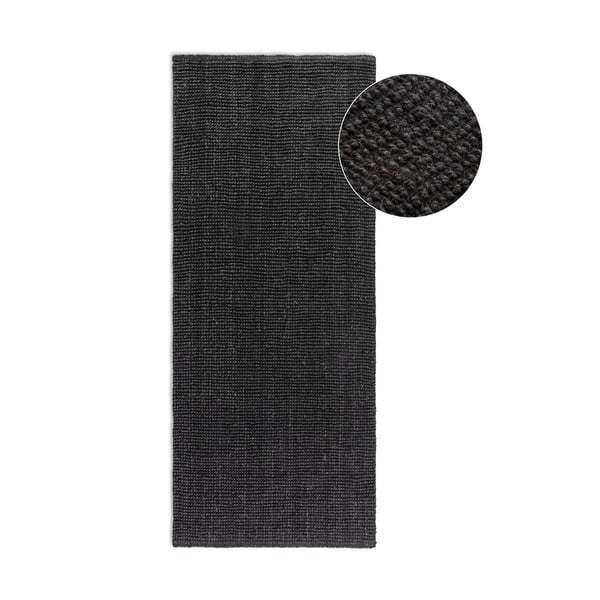 Černý jutový běhoun 80x200 cm Bouclé – Hanse Home