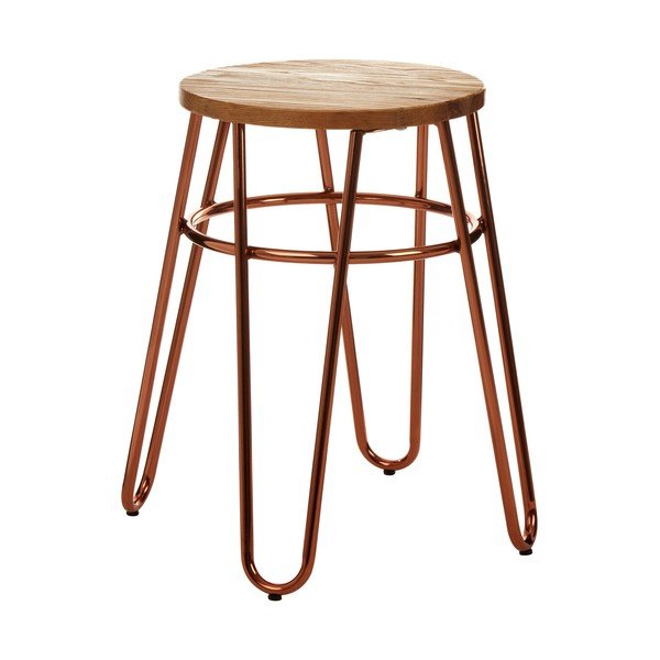 Stolička z jilmového dřeva v přírodní barvě/v růžovo zlaté barvě District – Premier Housewares