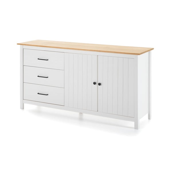 Bílá nízká komoda z borovicového dřeva 150x80 cm Miranda – Marckeric-image-3