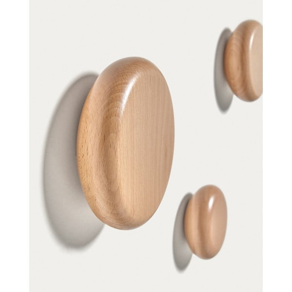 Nástěnné dřevěné háčky v sadě 3 ks v přírodní barvě Nadue – Kave Home-image-1