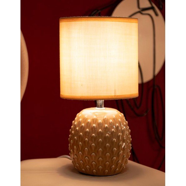 Broskvová keramická stolní lampa s textilním stínidlem (výška 27 cm) Pontus – Mauro Ferretti-image-1