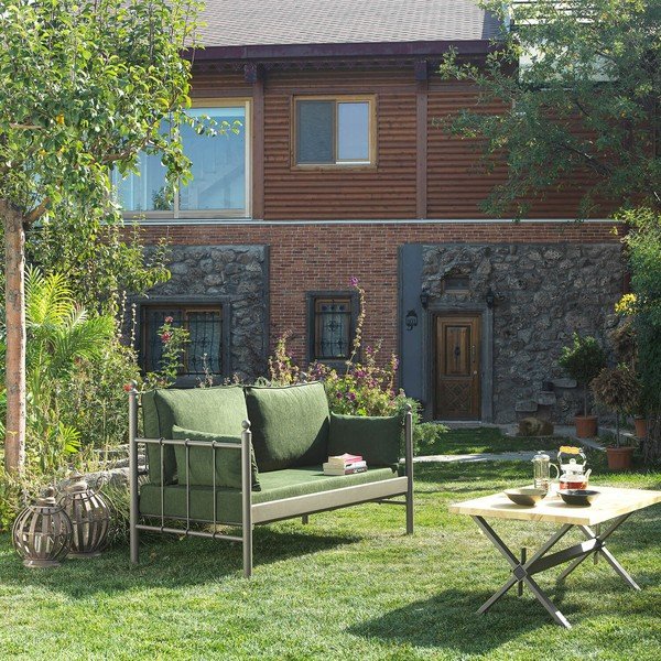 Zelená kovová zahradní pohovka Lalas – Floriane Garden-image-1
