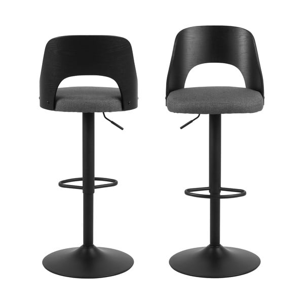 Tmavě šedé barové židle v sadě 2 ks s nastavitelnou výškou (výška sedáku 84 cm) Lucy – Actona-image-3