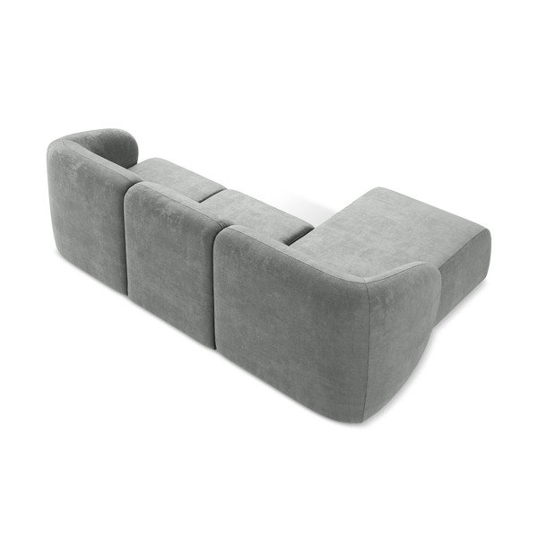 Šedá žinylková rohová pohovka (levý roh/s lenoškou) Lani – Makamii-image-3