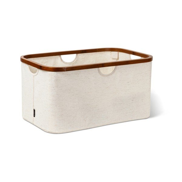 Krémový látkový koš na prádlo skládací Bamboo/Linen – Bigso