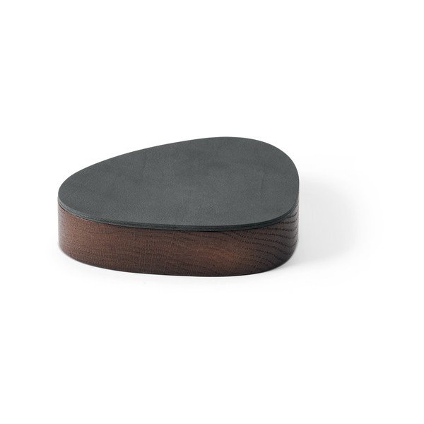 Antracitový/hnědý dřevěný/z eko kůže úložný box s víkem/dekorativní 14x12,5x3,5 cm Curve Nupo – LIND DNA