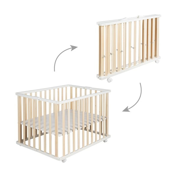 Dětská ohrádka v bílo-přírodní barvě 100x75 cm – Roba-image-3