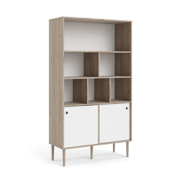 Bílá knihovna s hranou v dekoru dubu 99x176 cm Rome - Tvilum-image-3