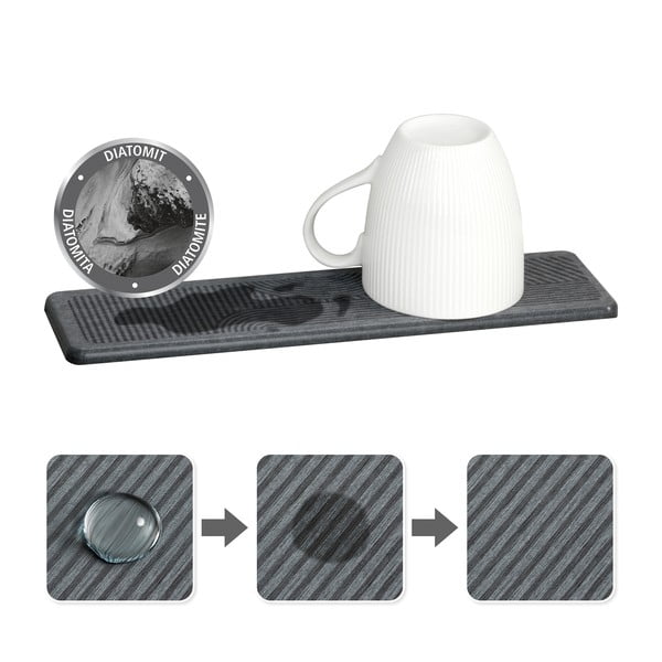 Šedá z křemeliny odkapávací podložka na nádobí 30x8 cm Damon – Wenko-image-3