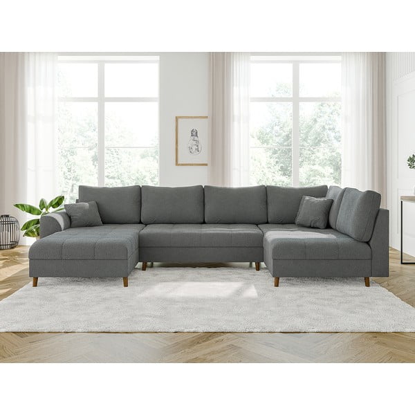 Šedá rohová pohovka z textilie bouclé (levý roh/do "U") Ariella – Ropez-image-1