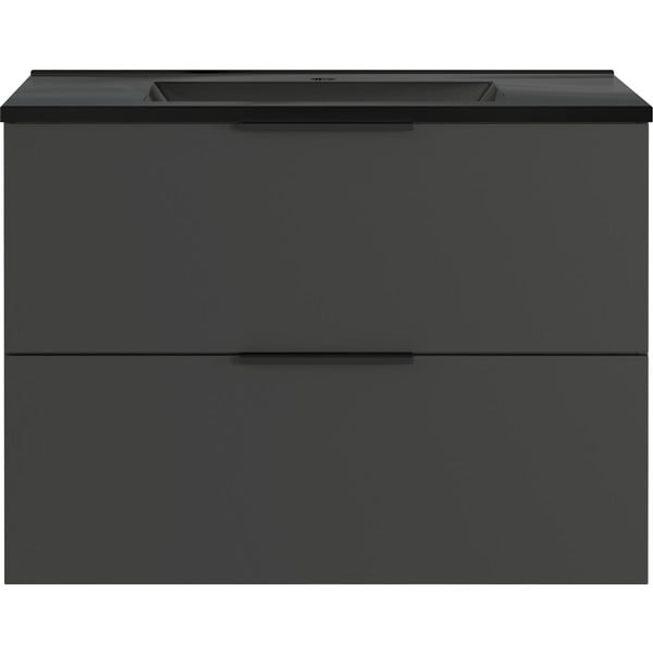 Černo-antracitová závěsná skříňka s umyvadlem 81x61 cm Crandon – Germania