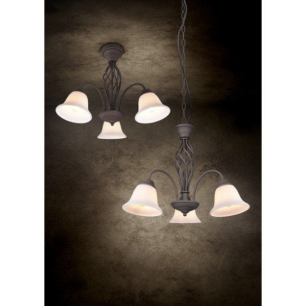 Tmavě hnědé stropní svítidlo se skleněným stínidlem Rustica – Trio-image-3