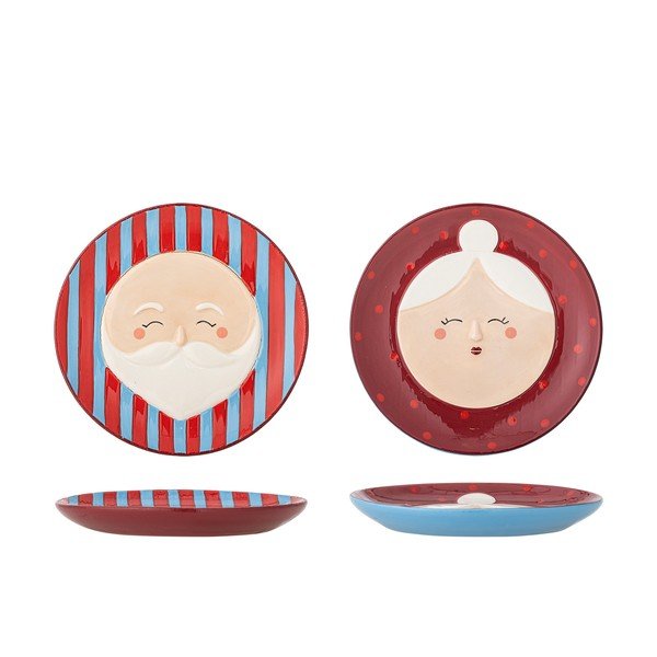Červené dezertní  talíře v sadě 2 ks s vánočním motivem z kameniny ø 16 cm Granny – Bloomingville-image-3