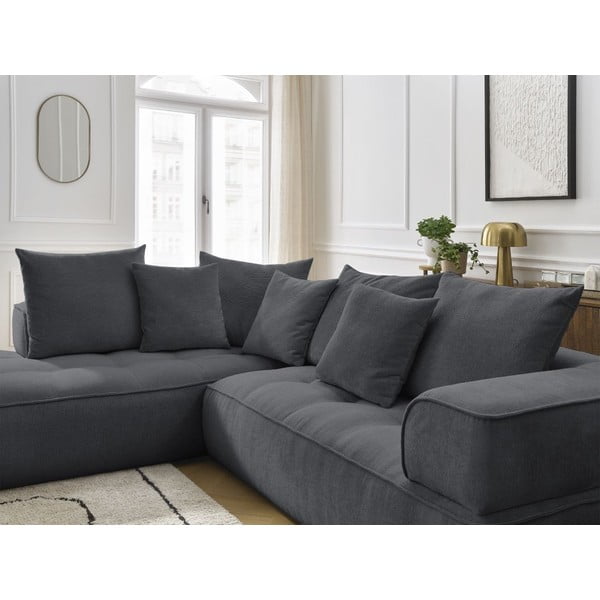 Tmavě šedá žinylková rohová pohovka (levý roh/do L) Whesley – Bobochic Paris-image-4