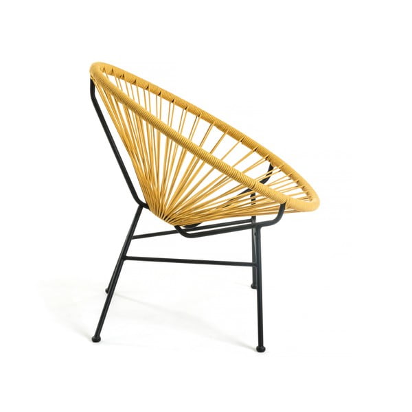 Hořčicově žluté zahradní křeslo s ocelovou konstrukcí Kave Home Samantha-image-2