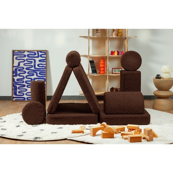 Tmavě hnědý dětský pohovkový polštář z textilie bouclé Warm Hazel – Wigiwama-image-2
