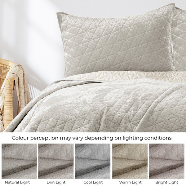 Šedobéžový sametový prošívaný přehoz 240x260 cm Laila – Restilo-image-4