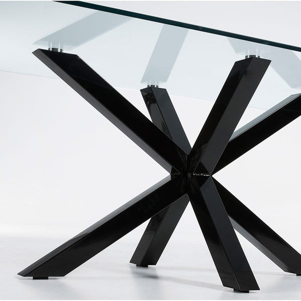 Jídelní stůl se skleněnou deskou Kave Home s černým podnožím, 160 x 90 cm-image-4
