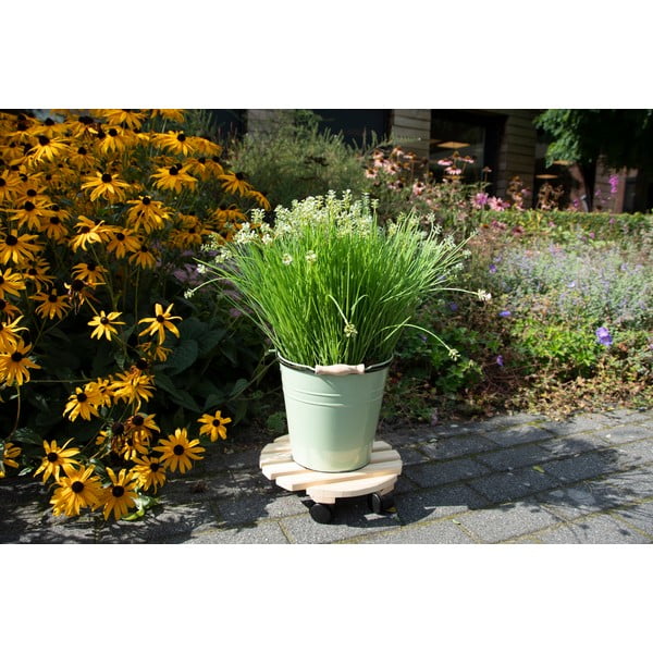 Dřevěný pojízdný podstavec pod květináč ø 29 cm (výška 8 cm) Indoor & Outdoor – Esschert Design-image-1