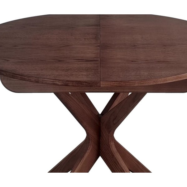 Kulatý rozkládací jídelní stůl s přídavnou deskou v dekoru ořechu ø 90 cm Jubi – Ragaba-image-2