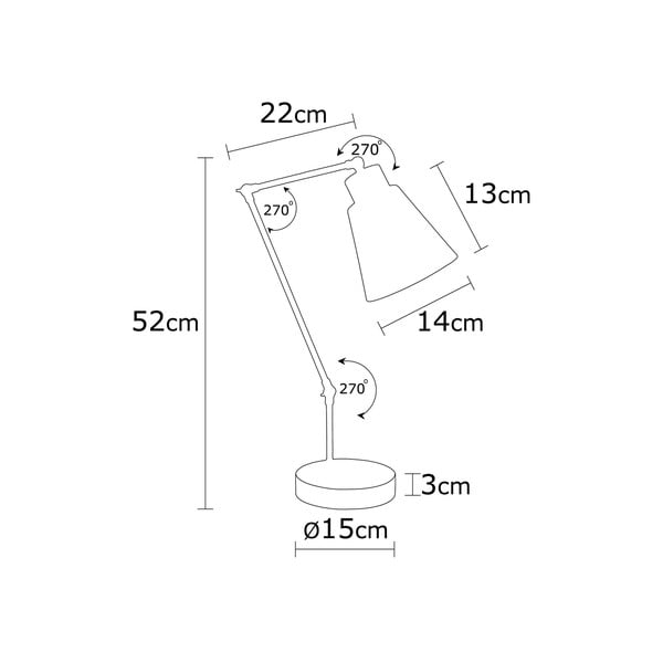 Žlutá/v přírodní barvě stolní lampa s kovovým stínidlem (výška 52 cm) Manavgat – Opviq lights-image-3