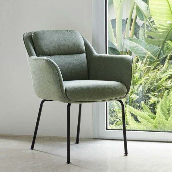 Zelené čalouněné jídelní křeslo s područkami Sadira – Teulat-image-1