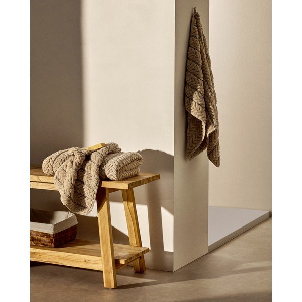 Béžový froté bavlněný ručník 50x90 cm Rune – Kave Home-image-4