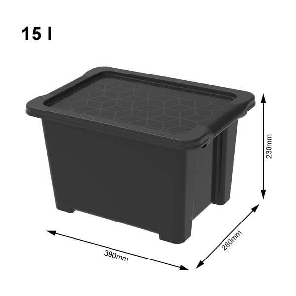 Leskle černý plastový úložný box s víkem Evo Easy - Rotho-image-1