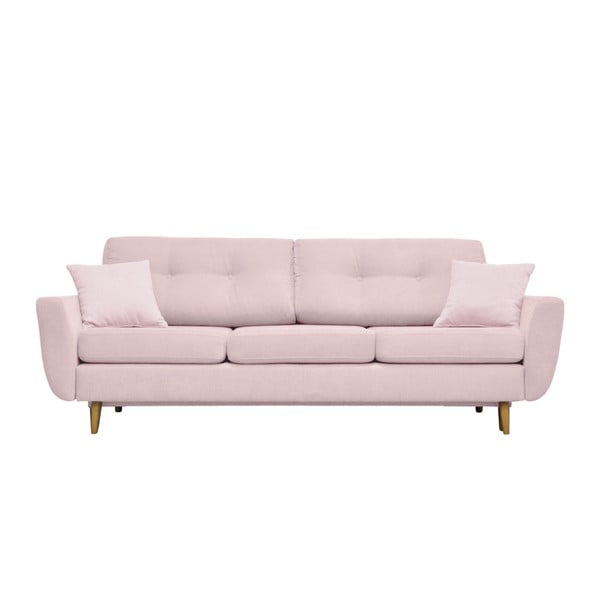 Růžová rozkládací pohovka se světlými nohami Mazzini Sofas Rose