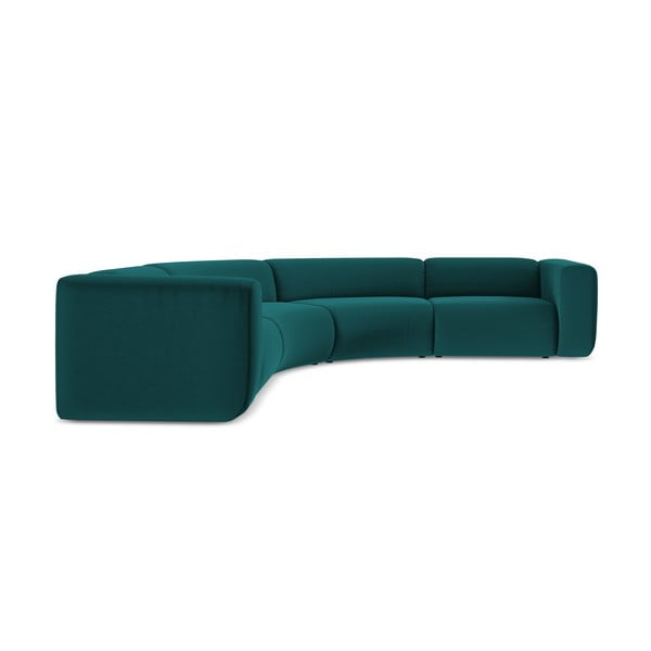 Tyrkysová sametová rohová pohovka Ekahi – Makamii-image-2