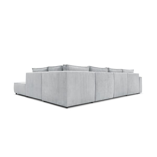 Světle šedá manšestrová rohová pohovka do "U", pravý roh Nihad modular – Bobochic Paris-image-4