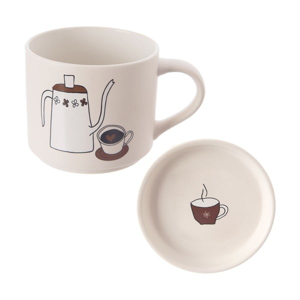 Bílý porcelánový hrnek s víčkem 450 ml – Orion