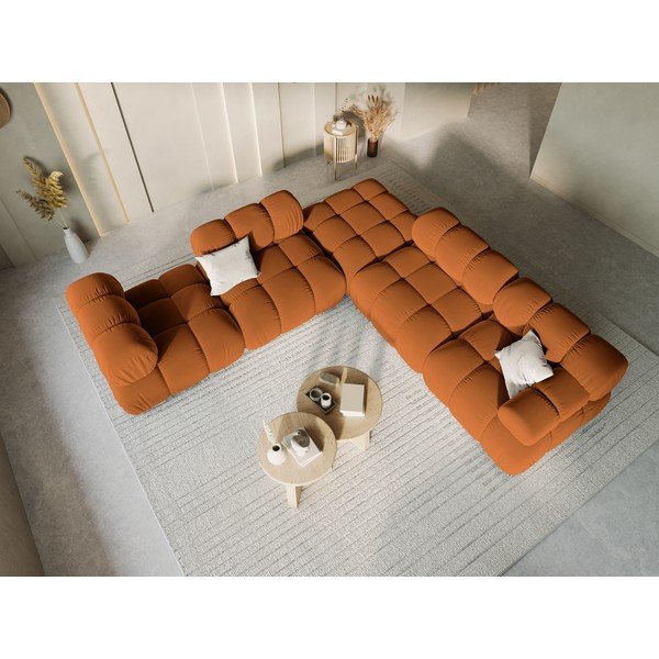 Oranžová sametová podnožka Bellis – Micadoni Home-image-1