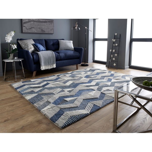 Modrý vlněný koberec Flair Rugs Asher, 160 x 230 cm-image-2