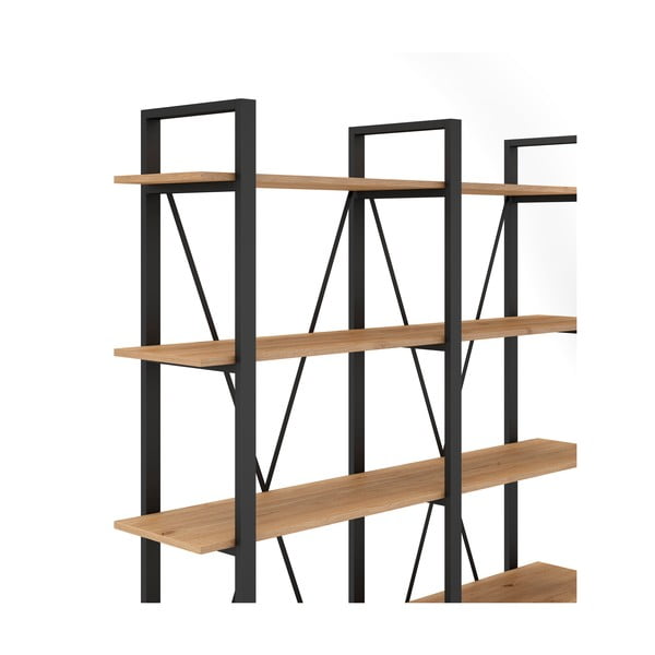 Černý/přírodní regál v dekoru dubu 150x180 cm Aviva – Marckeric-image-4