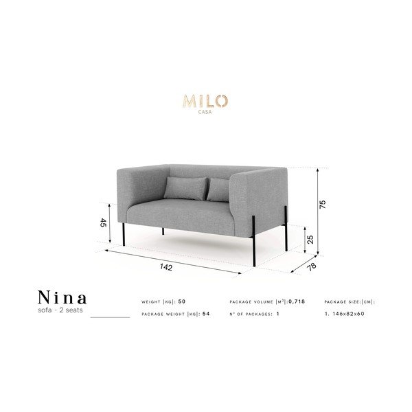 Žlutá pohovka Milo Casa Nina, 142 cm-image-4