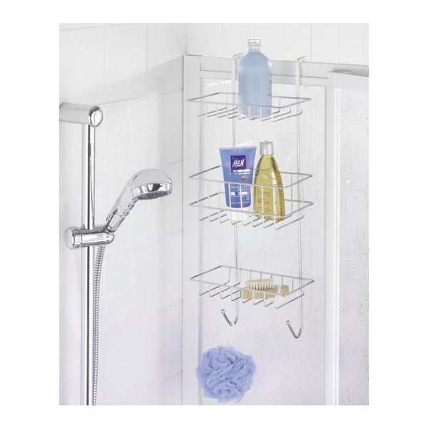 Nástěnná závěsná koupelnová třípatrová polička Wenko Revigo-image-1