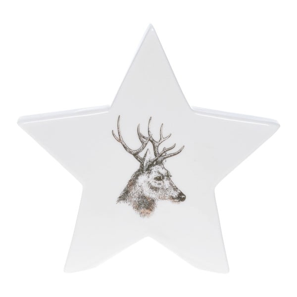 Bílá keramická dekorativní hvězda Ewax Deer, výška 12 cm