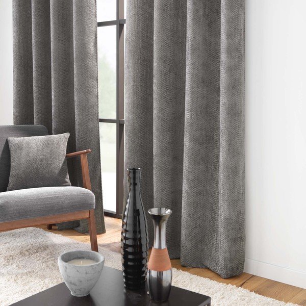 Antracitový závěs z žinylky 140x260 cm Leo – douceur d'intérieur-image-1