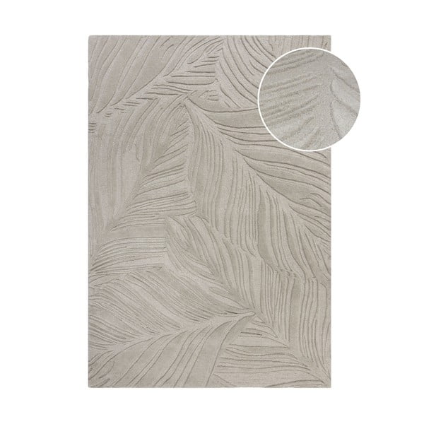 Světle šedý vlněný koberec 200x290 cm Lino Leaf – Flair Rugs